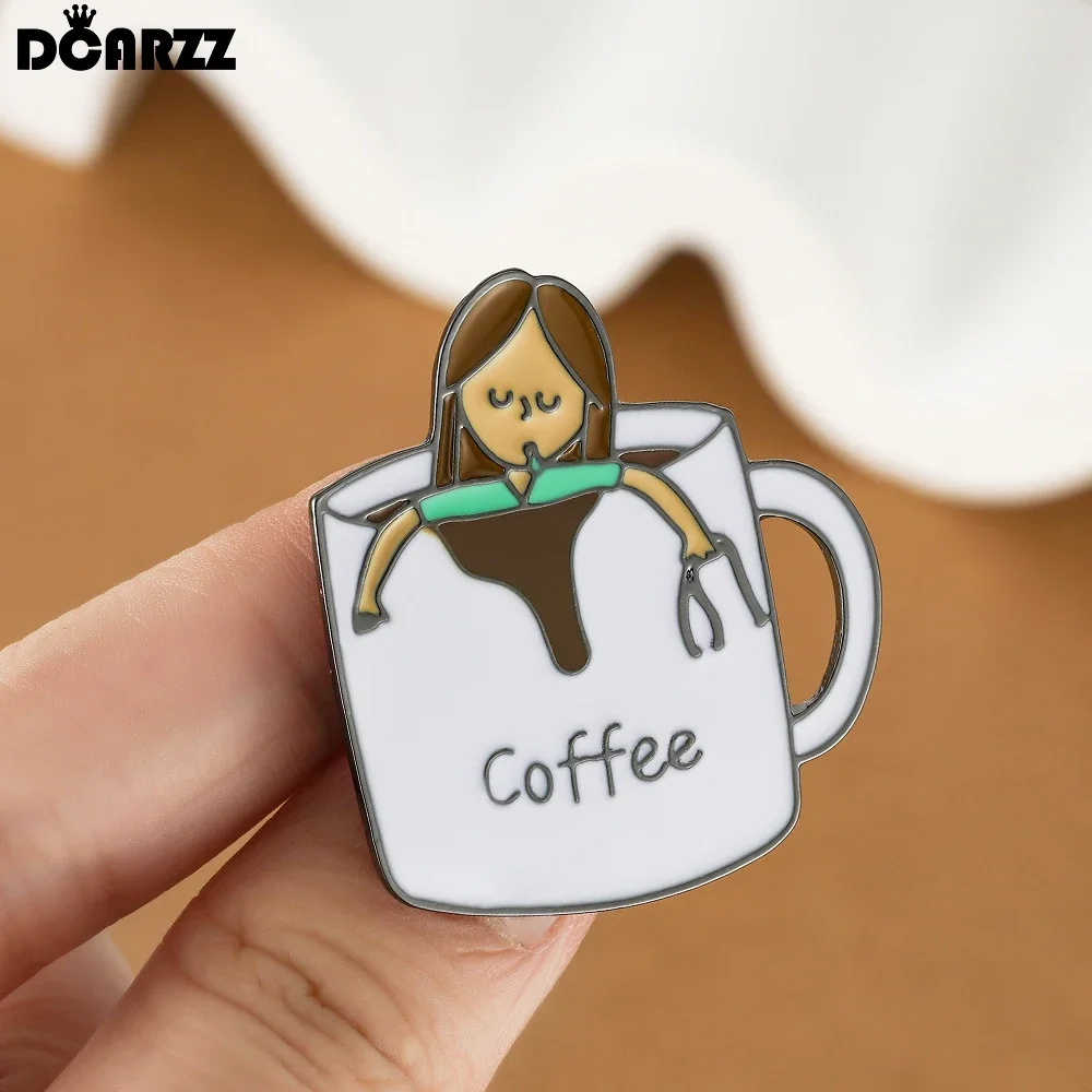 DCARZZ забавная брошь в виде кофе и доктора медицинская эмалированная булавка