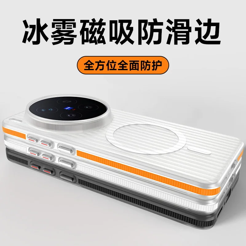 Фото Для Vivo X300 Pro/Ultra/X200 Pro/S/Pro Mini - Противоударный бампер, пылезащитный, легкий, гофрированный, магнитный, матовый чехол №2