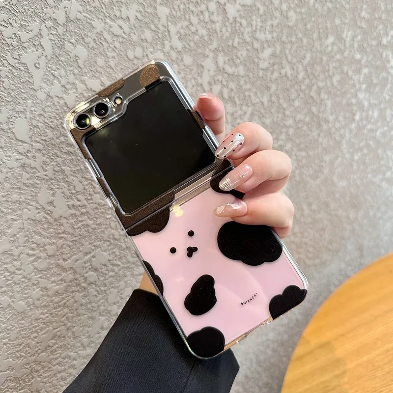 Прозрачный чехол для телефона с милым молочным узором в Корее Samsung Galalxy Z Flip 6 5 4 3