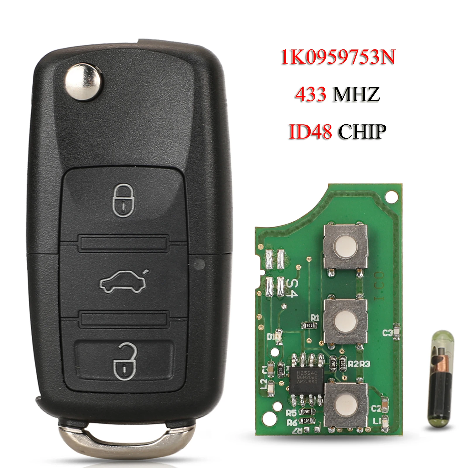 

Jingyuqin 7N5837202 / 1K0959753N дистанционный умный Автомобильный ключ для VW Golf Polo Jetta Skoda Octavia Superb Yeti 3 кнопки 434 МГц ID48 чип