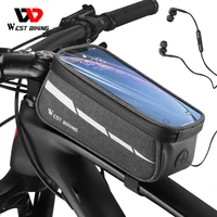 west biking reflective bicycle bag frame front tube bag touchscreen cell phone holder case cycling bag mtb road bike accessories