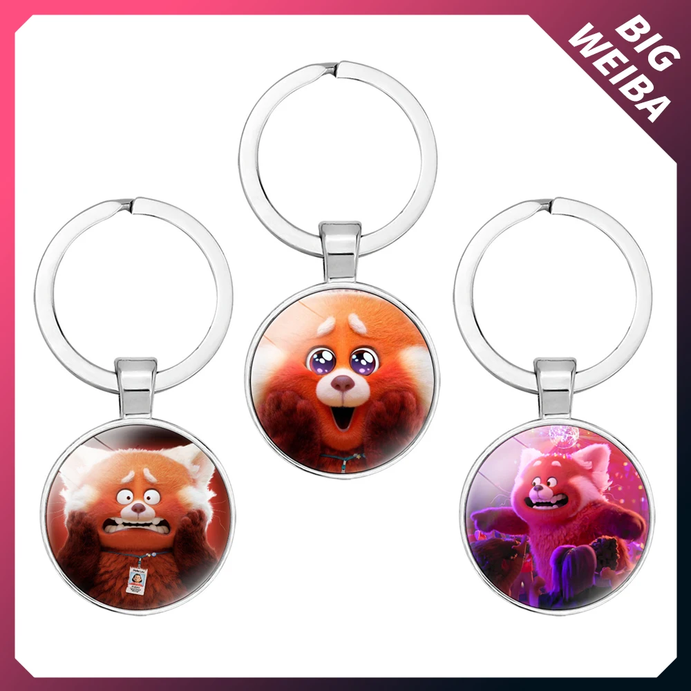 

Disney Anime Turning Red Doll Panda Round Keychain Cartoon Pattern Gift Lady Bag Decor, Tendance 2022