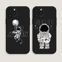 cute astronaut phone case for iphone 11 12 13 pro max xs xr x 7 8 plus se square frame pattern cover silicone shockproof fundas