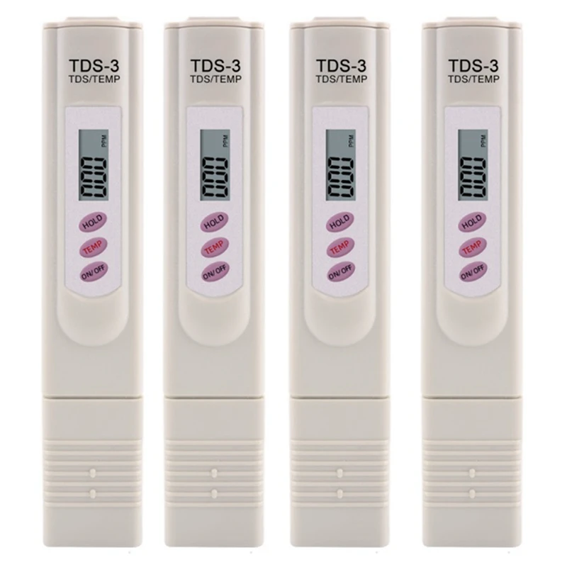 

4Piece TDS Meter Water Quality Tester Filter Pen Plastic Water Tester For Drinking Water Purity/Swimming Pools/Aquariums