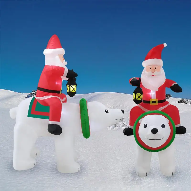 

Christmas Day Atmosphere Decorations Riding Polar Bear Air Model With LED Lights Courtyard Inflatable Decorations Luminous Props