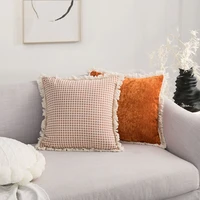 nordic light luxury houndstooth cushion cover 4545 handmade fringed lace pillowcase chenille home decorative pillows for sofa