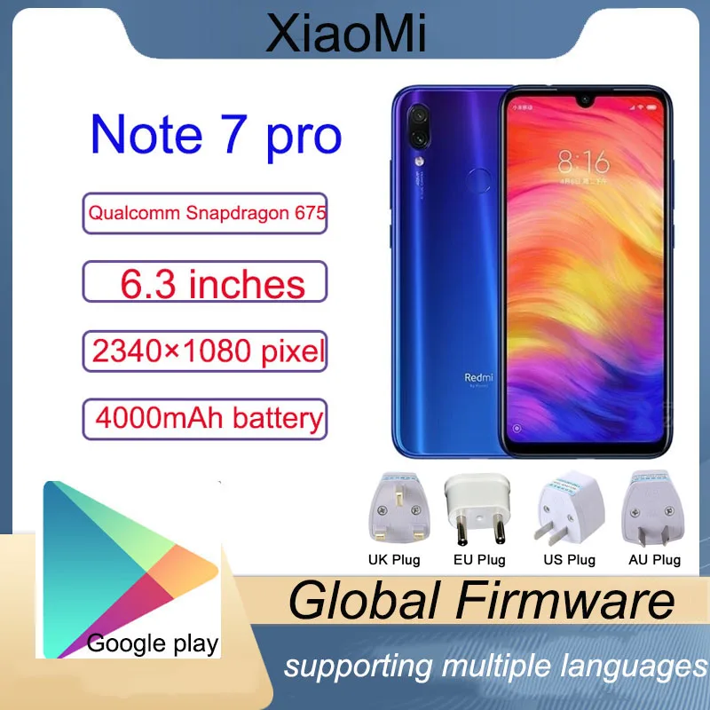Xiaomi Redmi note 7 pro mobile phone6 128GB phone Snapdragon 675 with 48.0 MP Camera Fingerprint Quick Charge 4.0
