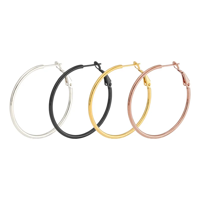 

Fashion Personality Big Earrings Pop Exaggerated Titanium Steel Round Female Ins Earrings Cross Border Jewelry