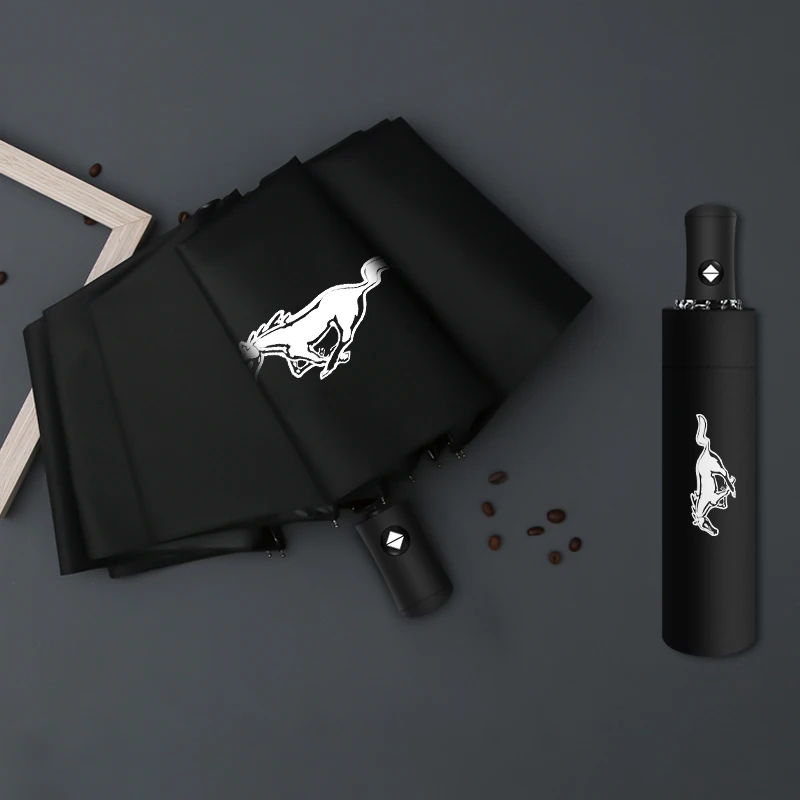 

Портативный автомобильный бизнес-зонт с эмблемой для Ford Mustang Shelby GT GT500 GT350, кабриолет Mach-E cobra, товары, автоаксессуары