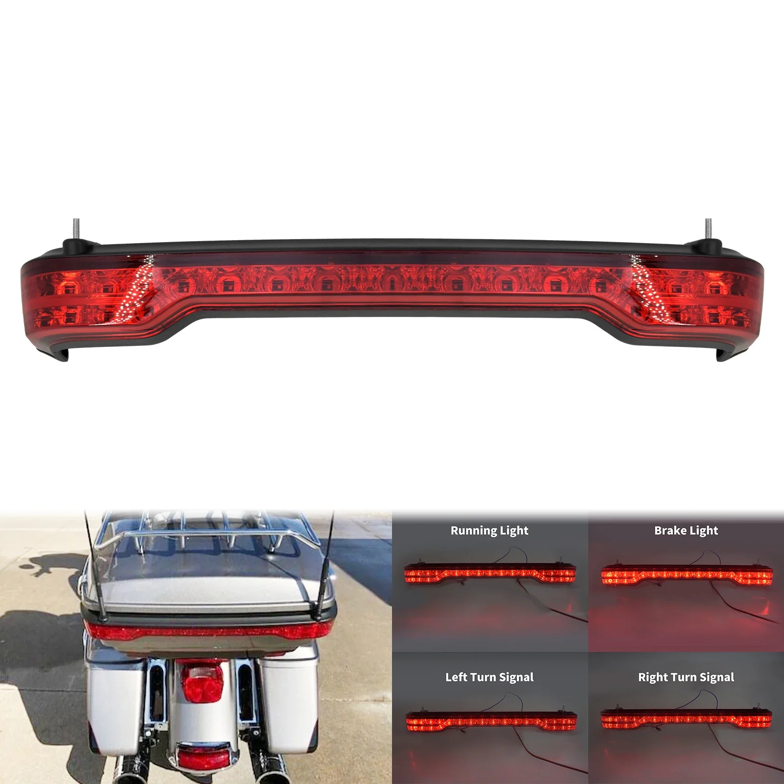 Мотоцикл Tour Luggage King Задний светодиодный фонарь Tour Pack Тормозной сигнал поворота Задний фонарь для Harley Touring Road Glide Limited 14-2024