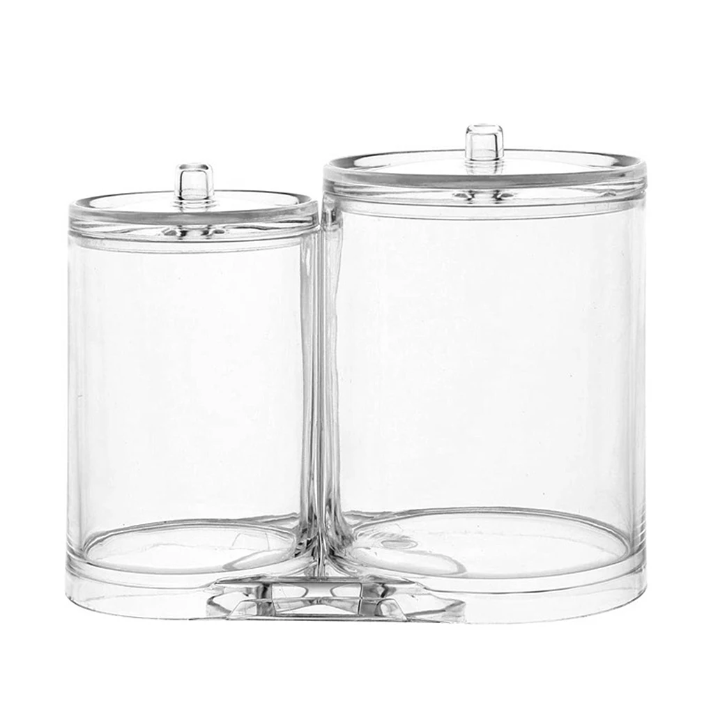 

2 Slots Cosmetics Storage Box Makeup Organizer Bathroom Jar Cotton Swab Cotton Pad Jewelry Round Box Storage Container