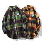 Рубашка мужская в клетку, с длинным рукавом и воротником в стиле хип-хоп