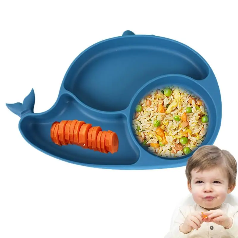 

Toddler Plates Divided Suction Food Dish With 3 Compartments Cartoon Whale Feeder Plate For Baby Boys Kids Baby Girls For