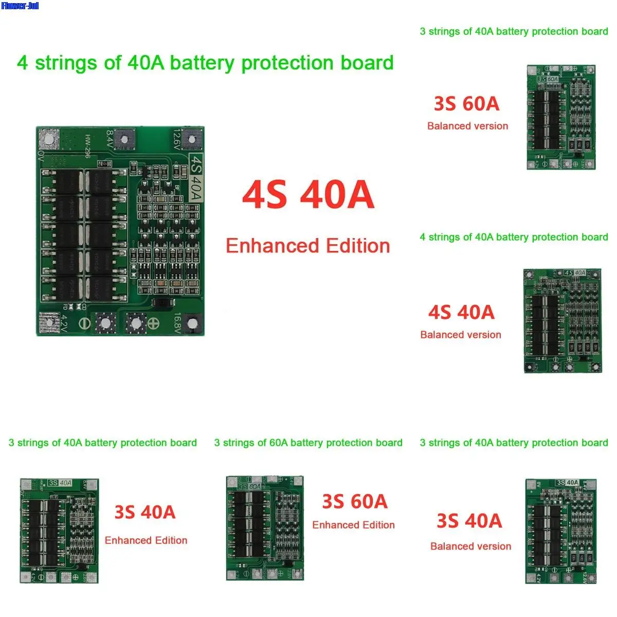 

3S 4S 40A 60A Li-ion Lithium Battery Charger Protection Board 18650 BMS Drill Motor 11.1V 12.6V/14.8V 16.8V Enhance/Balance