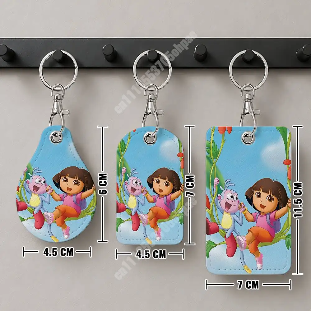 Фото Кожаный брелок-картхолдер Dora The Explorer для детей с мультяшным дизайном для Airtag и пропускных карт, современный чехол для проездного на автобус №2