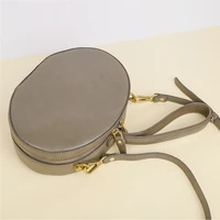 new leather make up handbag retro handmade design single shoulder messenger bag womens small round bag
