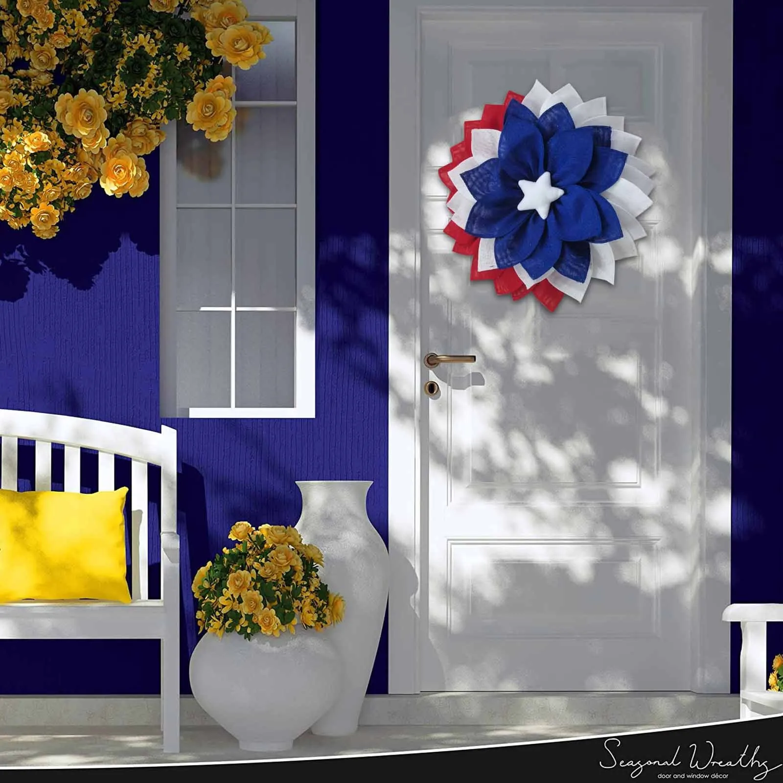 

Independence Day Wreath Porch Decoration Front Door Outdoor Hanging Wreath Real Wreaths Christmas Pink for Front Door Christmas