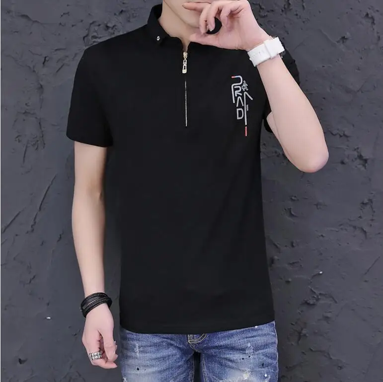 

2023HOT2019 New Solid Men's Polo Shirt Men Cotton Short Sleeve Camisas Polo Stand Collar Polo Shirt Men Casual Clothing