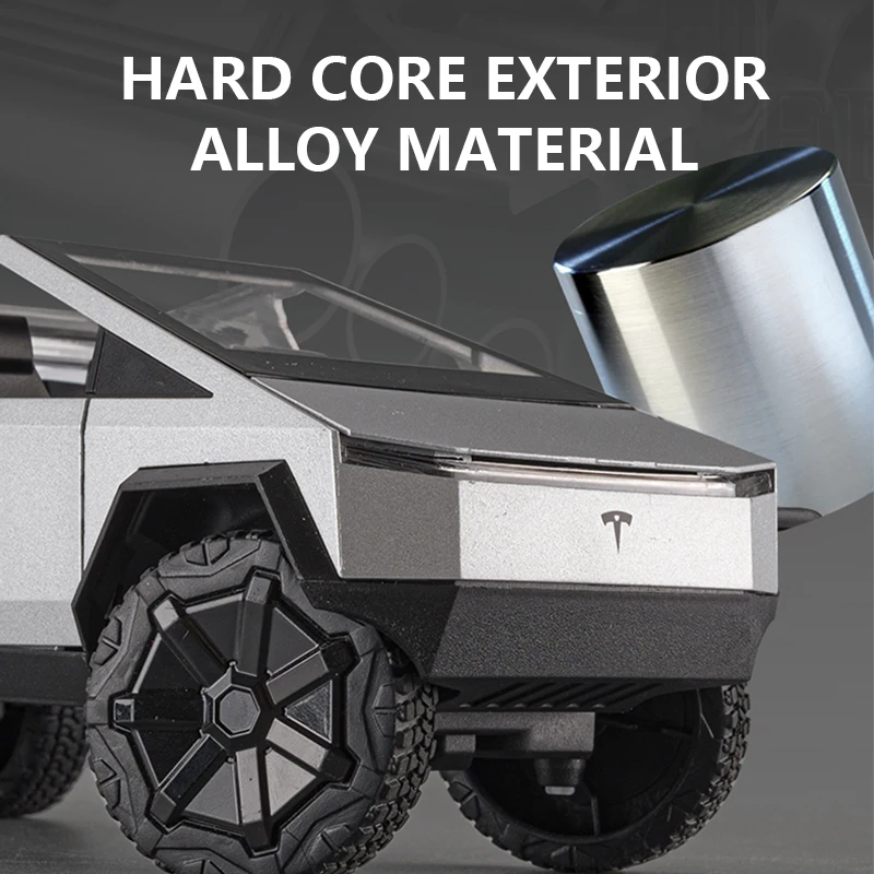 MINI AUTO Tesla Cybertruck Пикап Прицеп Модель автомобиля из сплава Литье под давлением