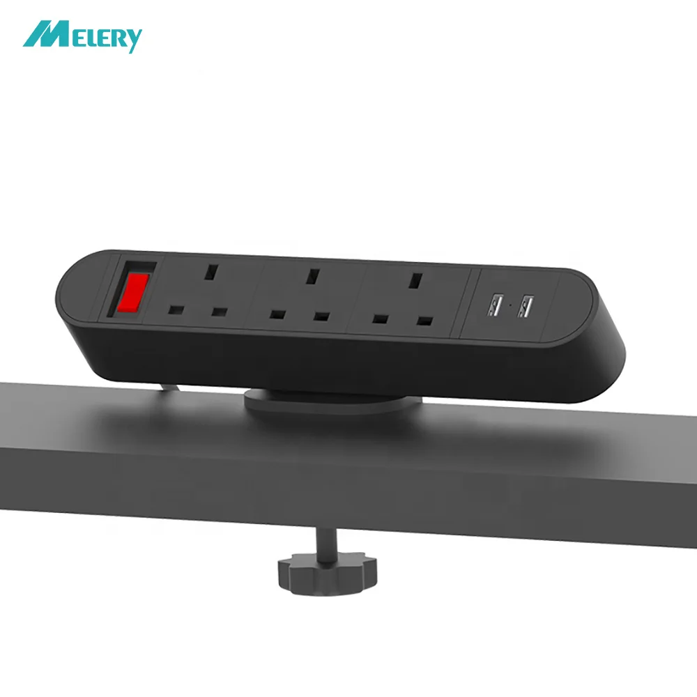 

Tablet Socket Power Strip UK 3 Ways Electrical Plugs Outlets Sockets with USB Port Clamp on Conference Table Home Office Desk
