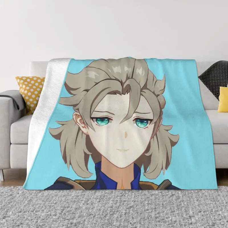 

Genshin Impact Darknight Hero Diluc Ultra-Soft Fleece Warm Flannel Anime Game Blankets for Bed Office Sofa Quilt Throw Blanket