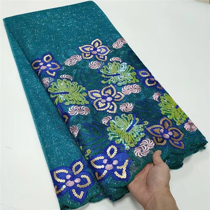 

5 Yards Tulle Lace African Lace Fabric With Beads High Quality French Mesh Net Lace Fabrics For Wedding Party