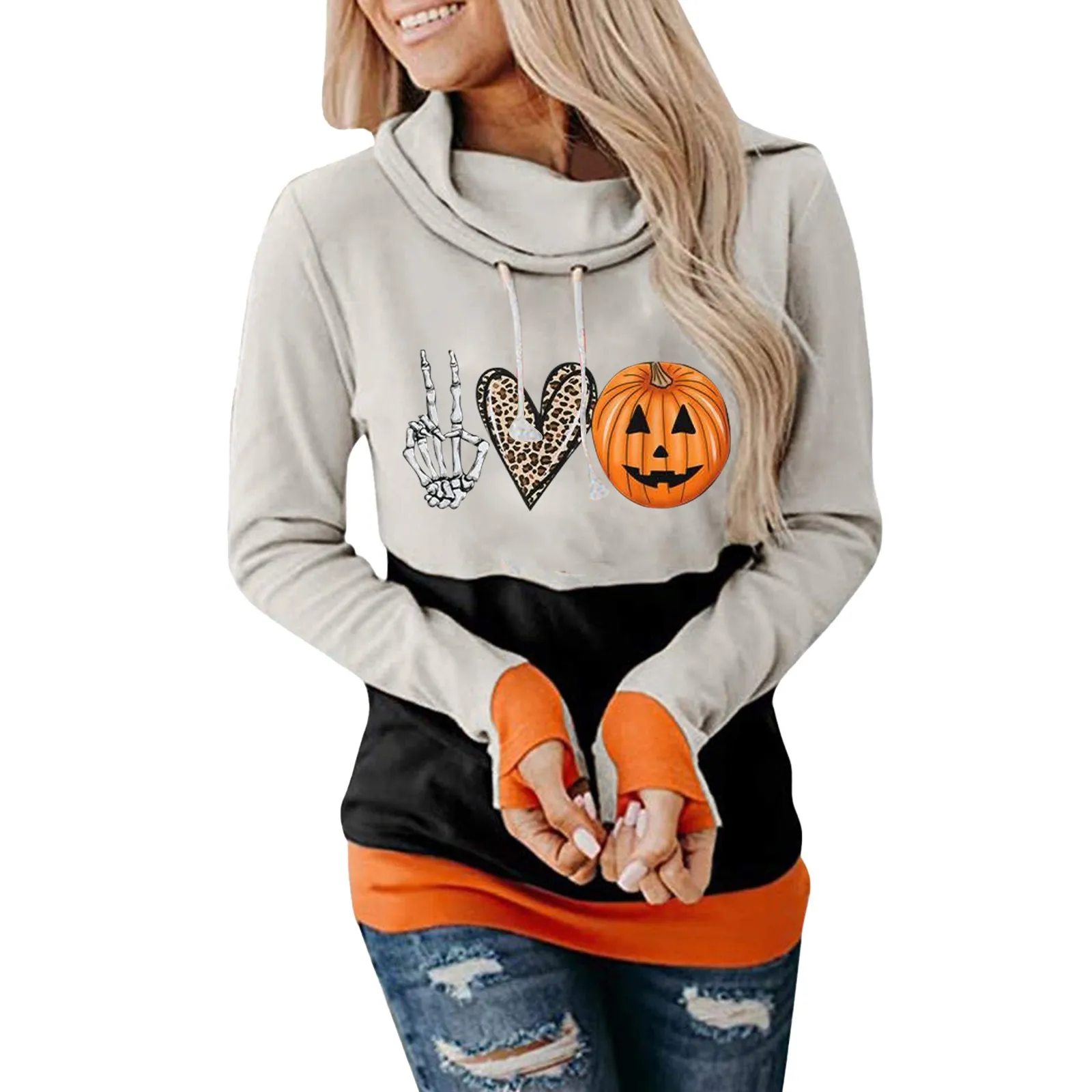 

Свитшот женский с длинным рукавом и капюшоном, на завязках