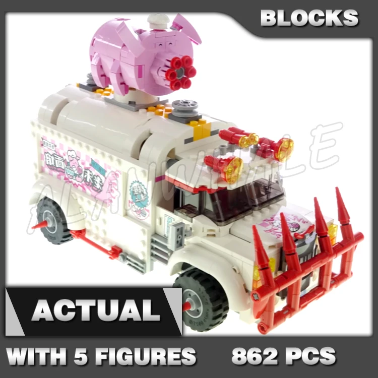

862pcs Monkie Kid Pigsy's Food Truck Wacky Vehicle Front Fender Uncle Qiao 11542 Building Blocks Toys Compatible With Model