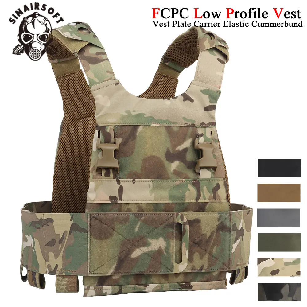 

Tactical Ferro Style FCPC Low Profile Vest Plate Carrier Elastic Cummerbund ITW Buckle Padded Shoulder Strap Hunting Gear