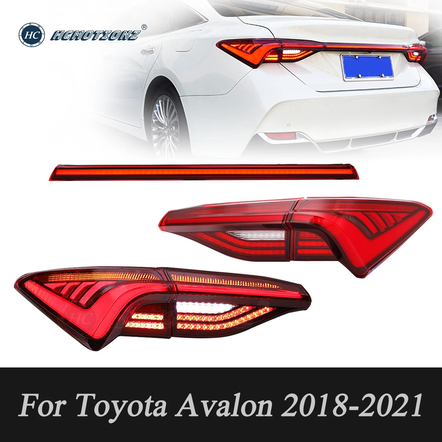 

HCMOTIONZ Tail Lights for Toyota Avalon 2018-2021 DRL Animation Styling Back Rear Lamps Assembly Car Accessories