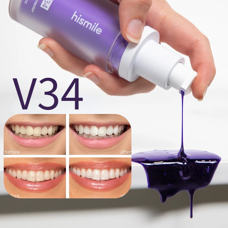 

V34 Hismile 30ml Toothpaste Purple Color Corrector Toothpaste For Teeth White Brightening Tooth Care Toothpaste Reduce Yellowing