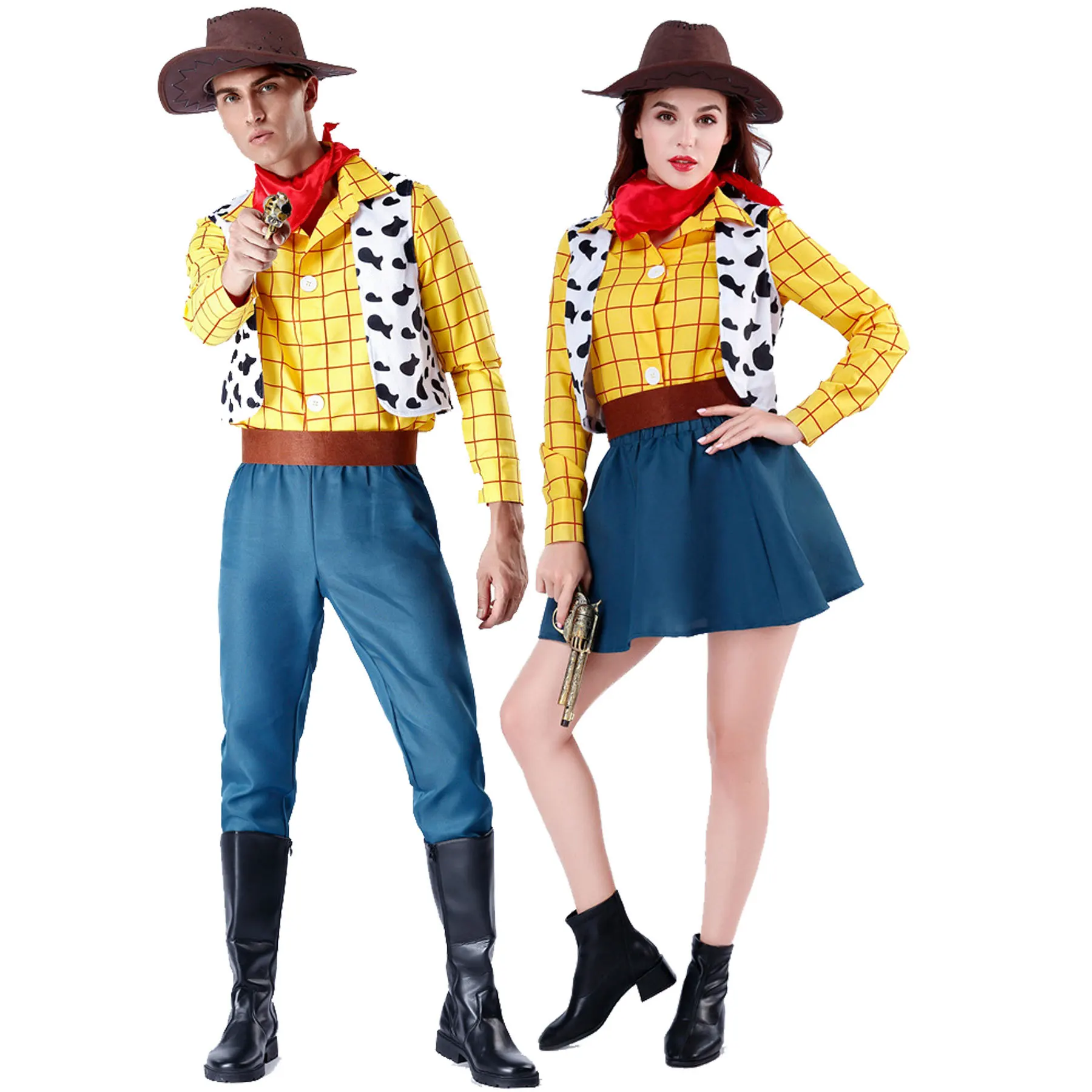 

Halloween Cosplay Costume Toy Story Hudi Couple Outfit Western Cowboy Men and Women Party Stage Wear Anime Cosplay