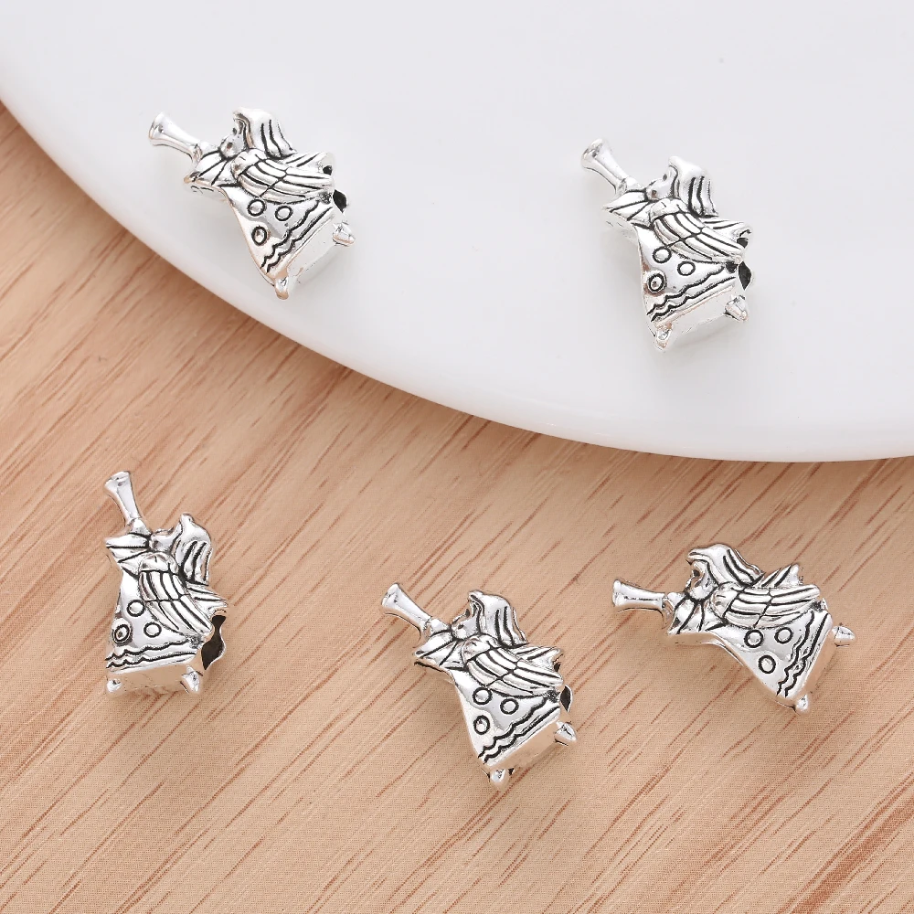 10pcs/Set Summer Silver Alloy Vintage Angel Beads For Jewelry Making Pandora Bracelet Charm DIY Customize Essential Ornaments
