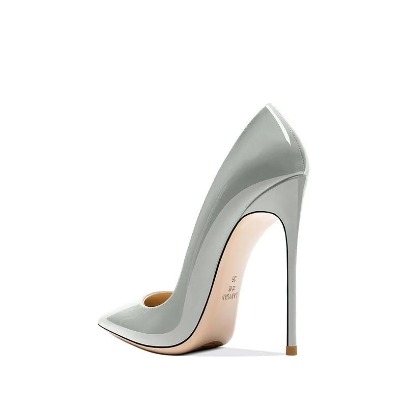 Женские офисные туфли на высоком каблуке 12 см с острым носком