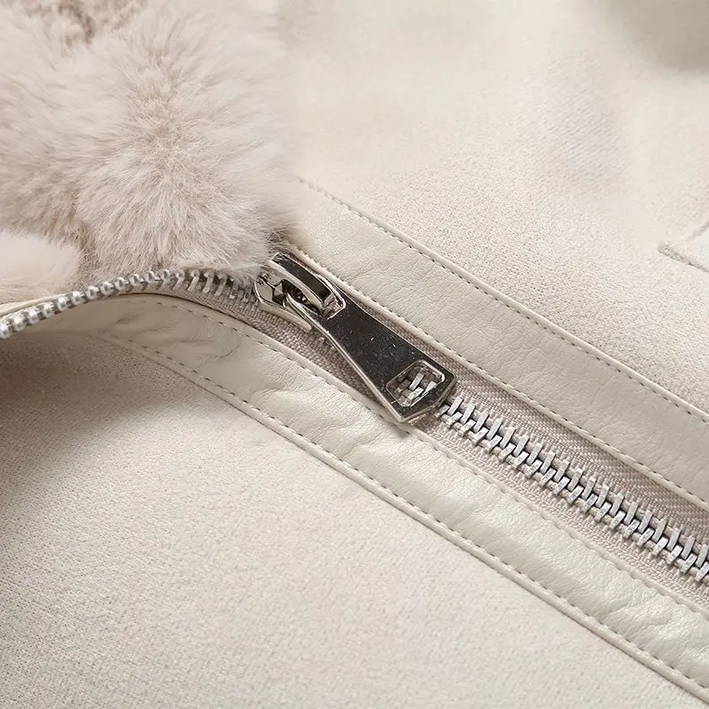 LXUNYI Faux Fur Coat Women 2022 Autumn Winter New Thicken Warm Two Sided Casual Loose Motorcycle Suede Jacket Female Oversize