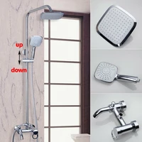 chrome shower faucet set 8 rainfall head hand sprayer mixer value tub taps