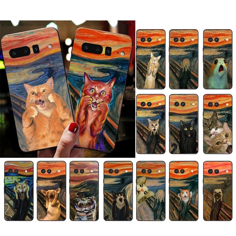 

Phone Case for Google Pixel 7 Pro 7 6A 6 Pro 5A 4A 3A Pixel 4 XL Pixel 5 6 4 3 XL 3A XL 2 XL Scream Cat Dog Art Case Funda