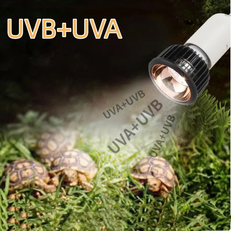 Фото Лампа для рептилий 5.0/10.0 Full Spectrum UVA+UVB, светодиодная лампа для баскинга черепах, УФ-свет для террариумов, амфибий, ящериц, греющая лампа №1