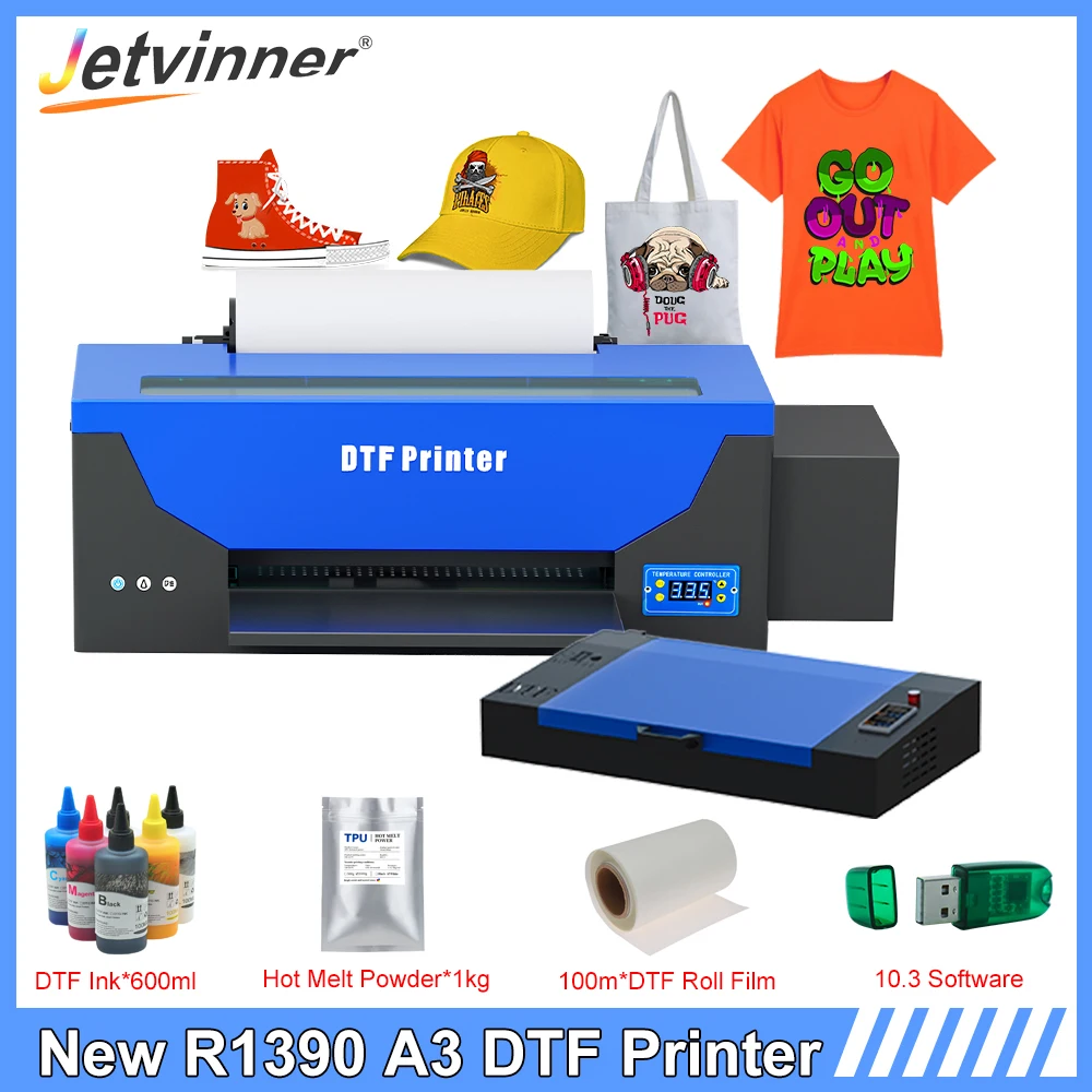 

A3 DTF Printer with Roll Feeder For EPSON R1390 Directly to Film Transfer Printer T shirt Printing Machine For all Textile Print