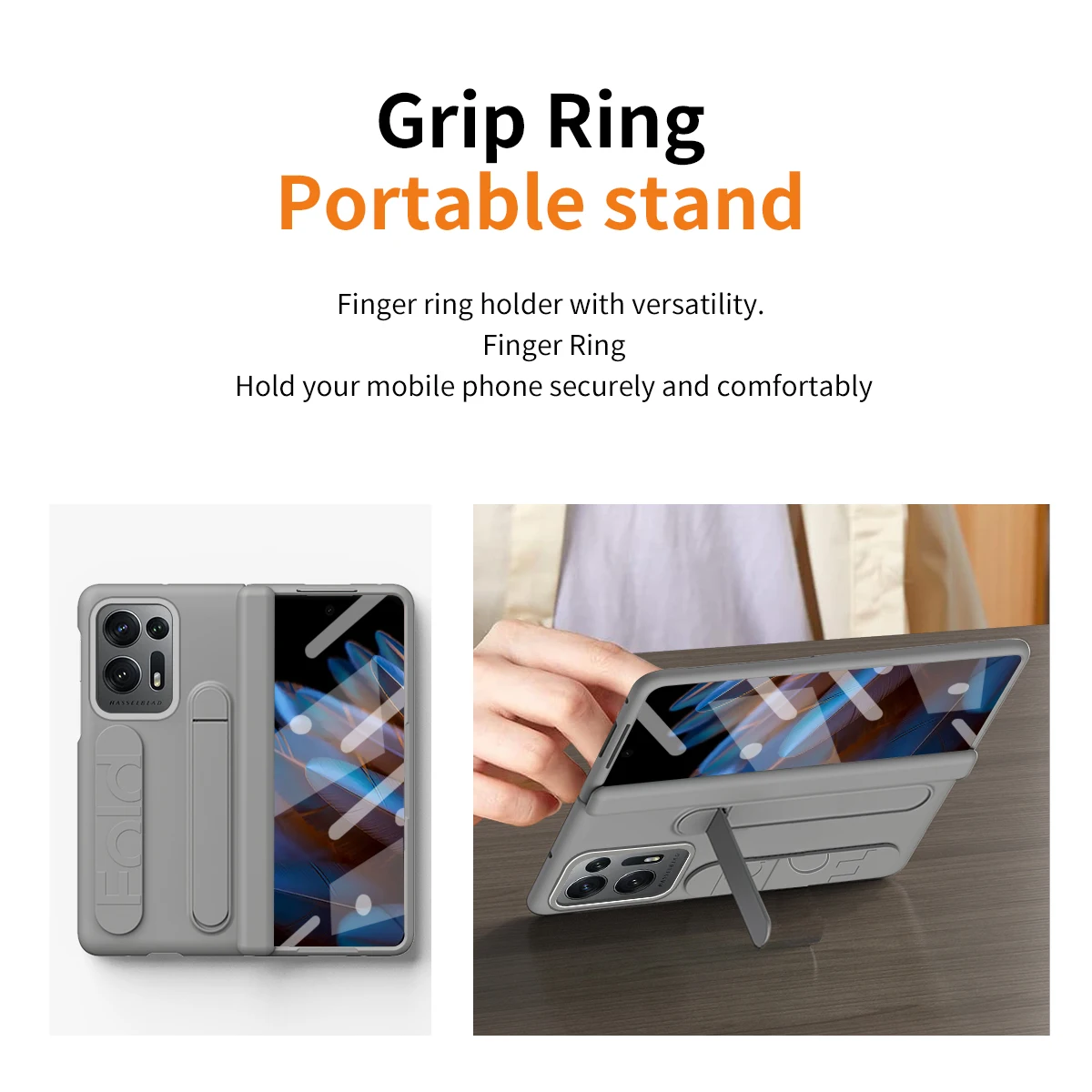 Роскошный вертикальный ремешок для OPPO Find N2 со встроенной подставкой и стеклянной