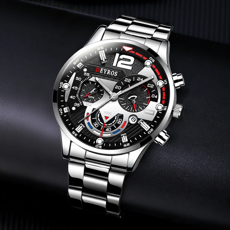 2022 Fashion Mens Sports Stainless Steel Watches Luxury Men Business Casual Leather Quartz Wrist Watch Man Clock reloj hombre retro design clock watch men s black leather band analog quartz watch men luxury golden dial wrist watches business reloj hombre