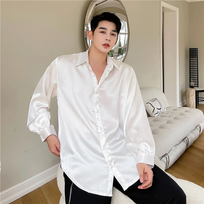 

2023 Spring and Autumn New Men's Fashion Casual Long-Sleeve Striped Shirts Male Loose Business Casual High Quality Tops B41