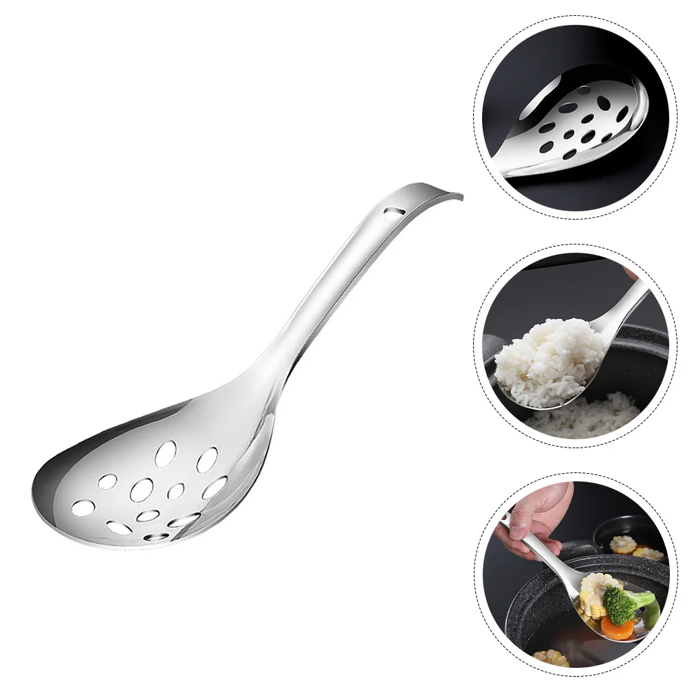

Stainless Steel Rice Spoon Household Grease Strainer Slotted Mesh Filter Colander Cookware