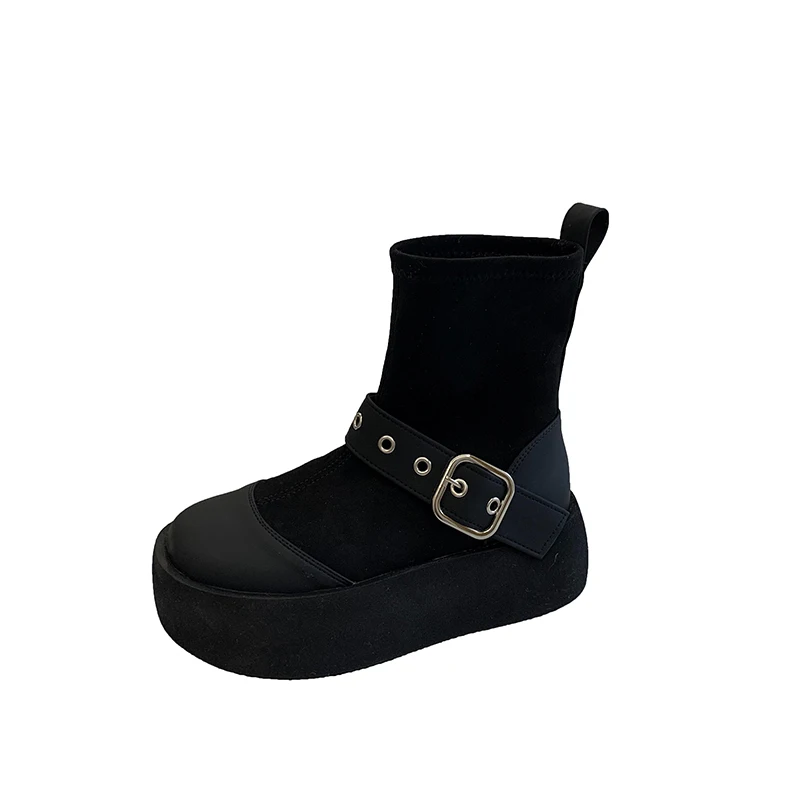 Женские ботильоны на платформе без каблука зимняя новая обувь 2025 трендовые