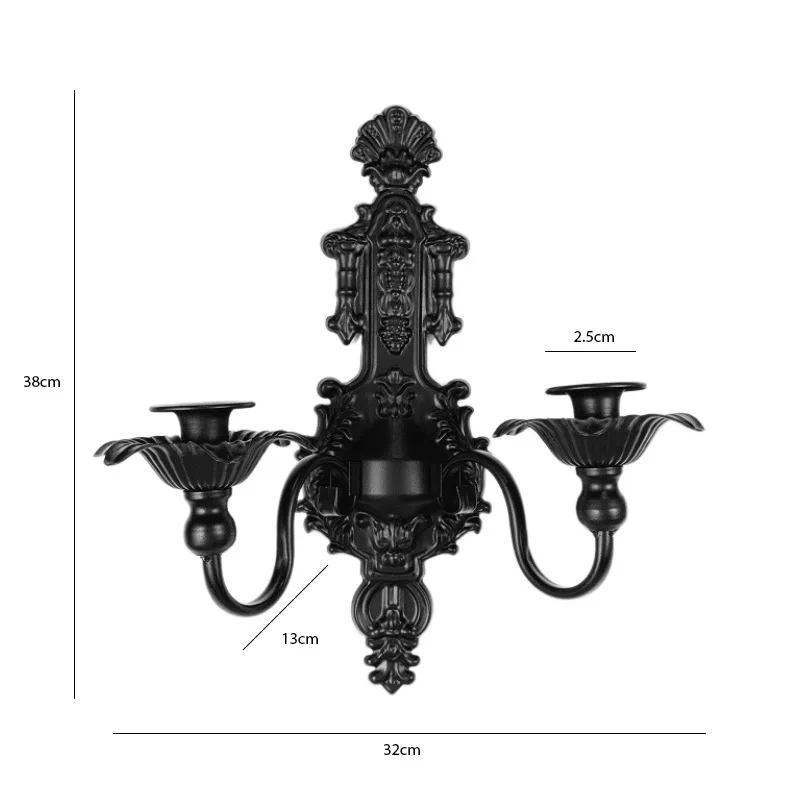 

Металлический винтажный черный настенный подсвечник