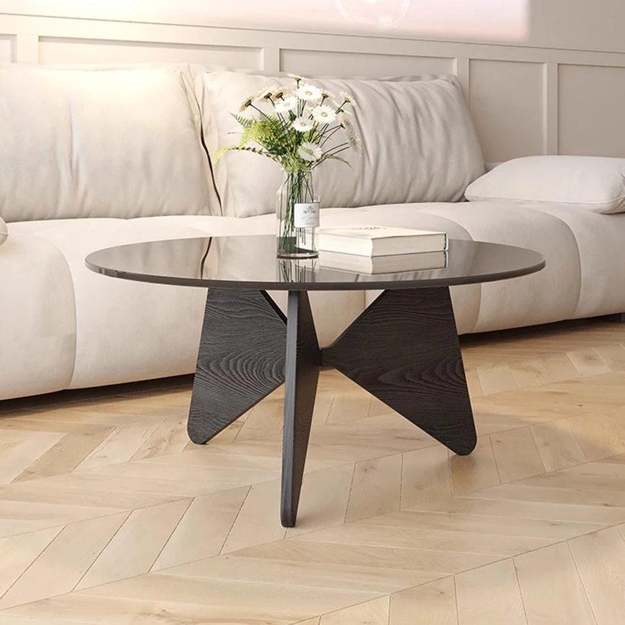

Italian Round Coffee Table Living Room Minimalist Gloss Aesthetic Glass Coffee Table Transparent Stolik Kawowy Decoration Home