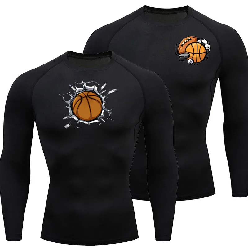 

Men's Compression Shirts Fitness Tight Long Sleeve Quick Dry Training Jogging Shirts Basketball Gym Running Sportswear Workout