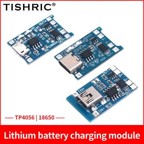 Литий-ионная зарядная плата TISHIRIC Tp4056, модуль 18650, контроллер заряда литиевой батареи с защитой типа C/Micro/Mini 5 в 1 А
