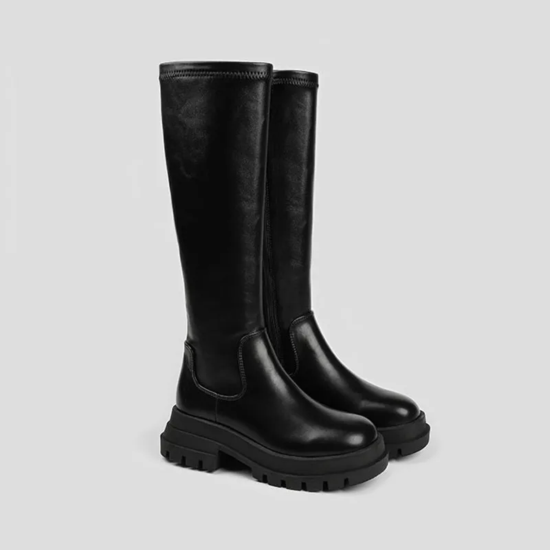 

Women Knee High Boots Autumn Winter 2022 New Brand Platform Motorcycle Boots Women Shoes Flats Non-slip Chelsea Boots Zapatos