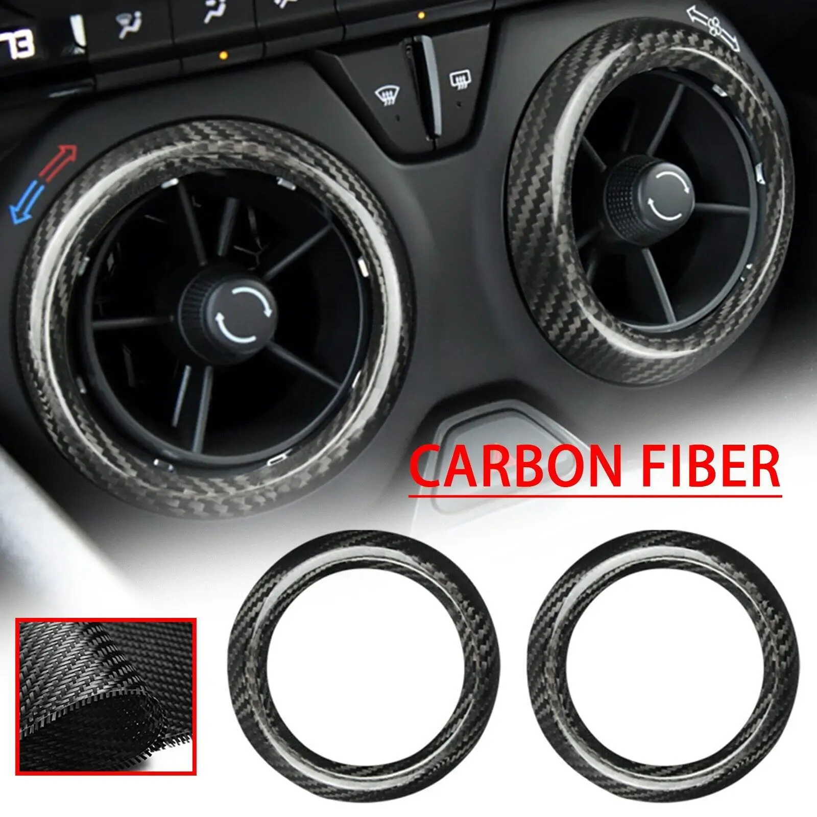 For Chevrolet Camaro REAL Carbon Fiber Air Vent Outlet Frame Cover Trim 2016-21
